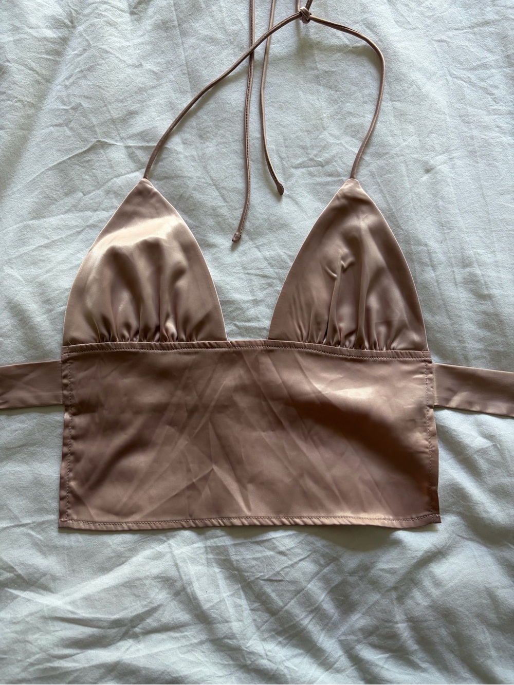 Satin Halter Bandeau Top in Mauve Blush